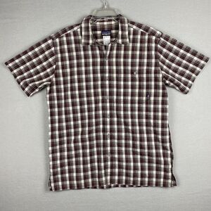 Patagonia Flannel Shirt Mens Large Organic Cotton Striped Button Up Short Sleeve